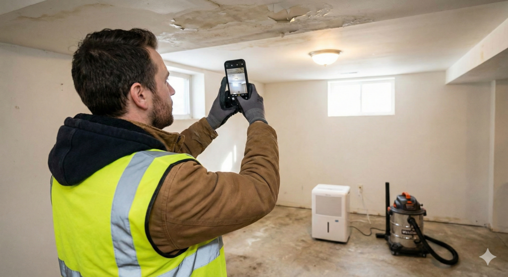 apex restore technician taking photos of a property